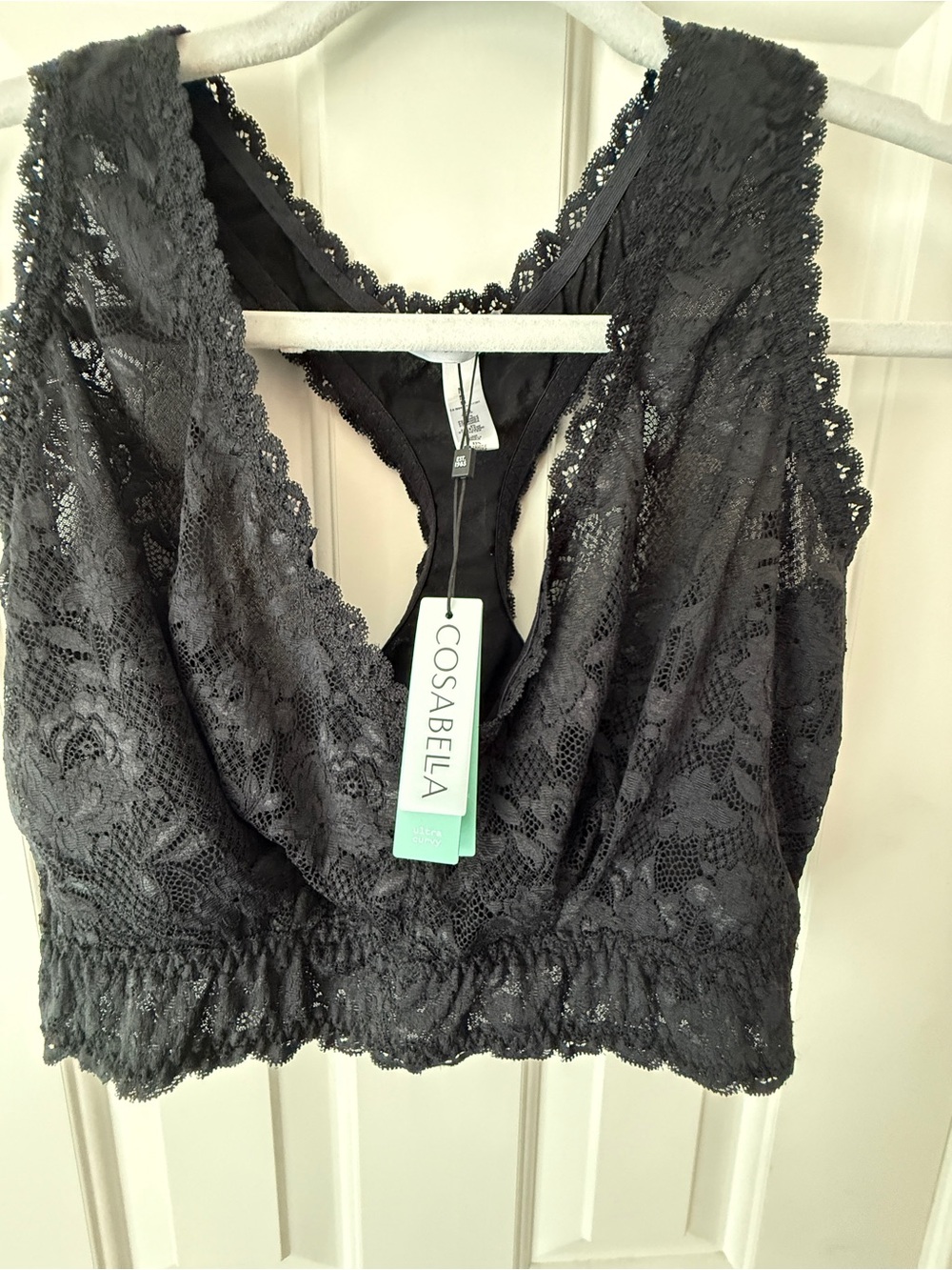 Cosabella Black Lace Bralette with Scalloped Trim Medium Extra Curvy